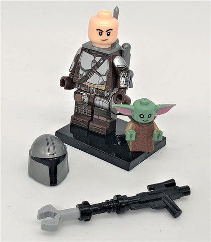 Mandalorian with Beskar Armor and Baby Yoda Mini-Figure